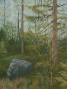 Metsässä III, 2019, pastelli paperille, 47 x 35 cm, Liisa Harju