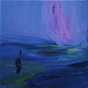 Sateen saapuessa, 2019, öljy kankaalle, 30 x 30 cm, Liisa Harju