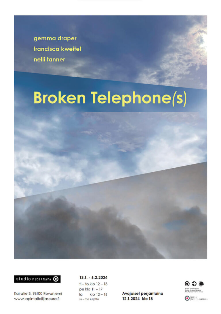 Broken Telephones -näyttelyn juliste.