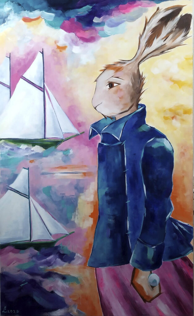Laivat 99 x 60cm, akryyli kankaalle, Sylvilagus 2023